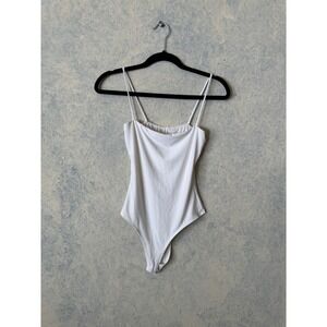 White Bodysuit‎ Women Small Strap Sleek